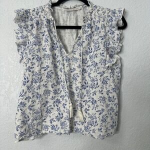 Pookie & Sebastian Floral‎ Ruffle Sleeve Top Blouse Cottagecore Boho Womens